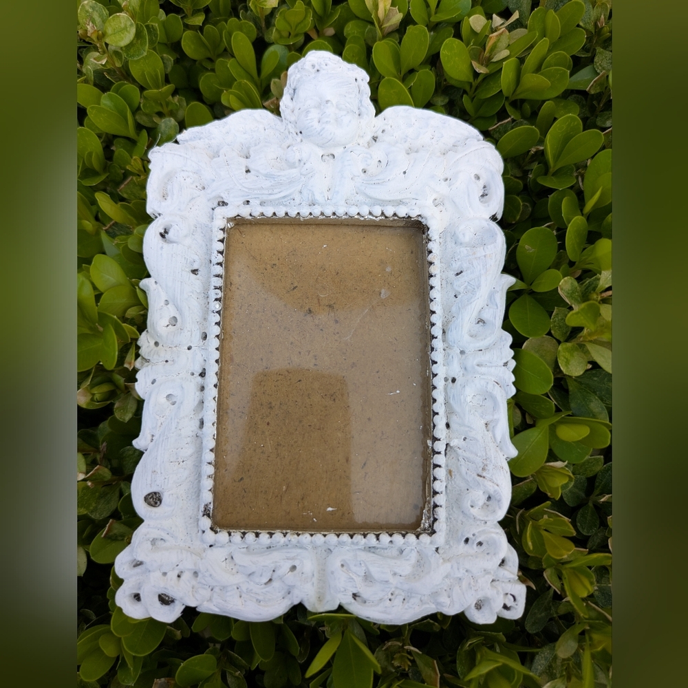 Small Angel White Wash Picture Frame